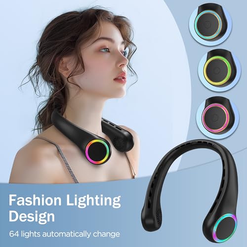 Ventilador de cuello mini portátil sin aspas recargable USB con luz LED 5