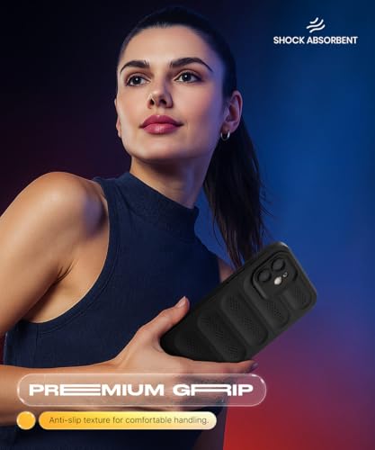 Image of WOW IMAGINE Ultimate Silicone Back Cover Case for iPhone 12 | Heat Dissipation Thin Soft TPU | 360 Camera Protection | Breathable Cooling Holes - Pitch Black