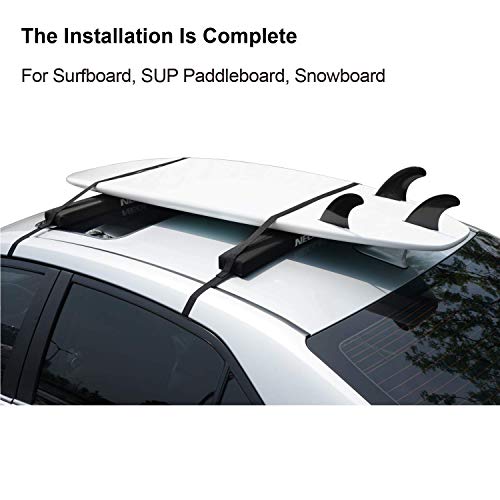 Neolife Soft Roof Rack Pads with Single Wrap-Rax Straps for Surfboard, SUP Paddleboard, Snowboard, 28 (Pair) Blue