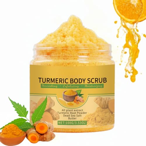 Turmeric Body Scrub - Natural Exfoliating Body Scrub with Shea Butter & Dead Sea Salt, Gentle Moisturizing Body Polish for Smooth & Glowing Beauty Skin, Vegan & Organic Body Care for Women & Men