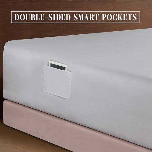 Elegant Comfort Luxurious 1500 Premium Hotel Quality Microfiber 4-Piece Sheet Set, 18-24 Inches Deep - Extra Deep Pocket Sheets - Ultra Soft 4PC Deep Pocket Sheets, California King, Silver Gray