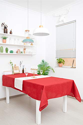 WOMGF Mantel Antimanchas Rectangular Mantel para Mesa de Cocina o Salón Lavable Diseño de Comedor Decoración del Hogar 130x170cm Rojo