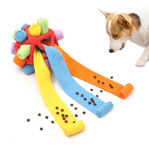 Gormenland Interactive Snuffle Toys for Dogs, Sniffle Interactive Treat Game Ball, Furry Fellow Snuffle Master, Encouraging Natural Foraging Skills (Red, Triangle)