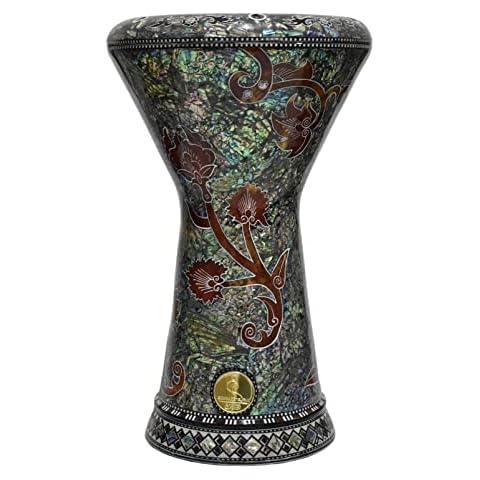New Gawharet El Fan Sombaty 18.5"/19"/21" Drum Darbuka tabla doumbek mother of pearl musical instrument Egyptian handmade with luxry bag ((Blue Pearl) Magic Garden ) Cover
