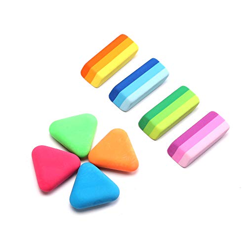 AFAN Eraser Pencil Eraser -8 packs Student Drawing And Writing Eraser, Special Pencil Eraser For Classroom And Office Art Sketching. (4 Rectangle+4Triangle)