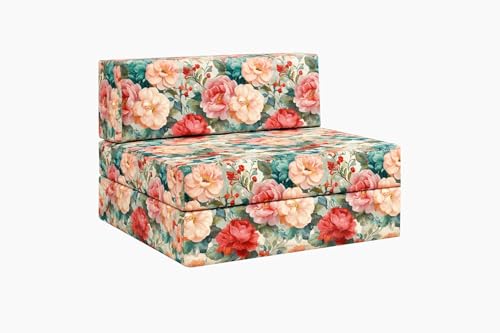 Image of Rosebell-3x6-Feet-One Seater Modern Sofa Bed, Space-Saving Printed Sofa Cum Bed, Compact Sleeper Sofa for Living Room, Guest Room & Small Apartments