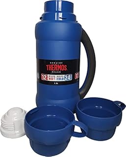 A-Z® Thermos Premier Vacuum Insulated Glass Double Wall Flask Blue 1.0L Black, Green, Blue (Blue)