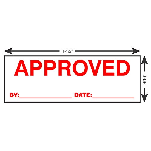Supply360 AS-IMP1102R - Approved Stamp with by: & Date:, Red Ink, Heavy Duty Commerical Self-Inking Rubber Stamp, 9/16" x 1-1/2" Impression
