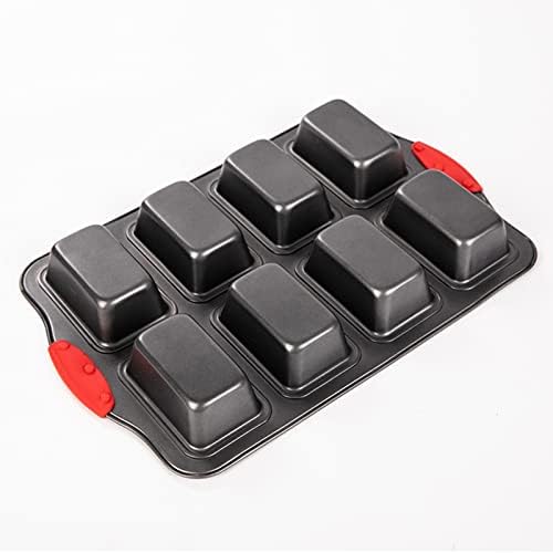 2 Packs 8 Cavity Non-Stock Mini Loaf Pan with Silicone Handle, Mini Bread Loaf Baking Pan Mini Brownie Pan Cheesecake Mould Rectangular Bar - Thumbnail 4