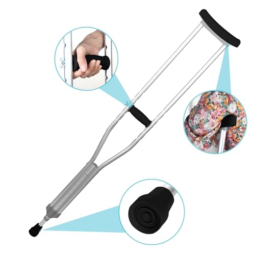 Image of Replacement Crutch Pads and Hand Grips and Crutch Tips for Armpits Handle Cover and Foot Pad Crutches Accessories Kit 6 PCS (Black)