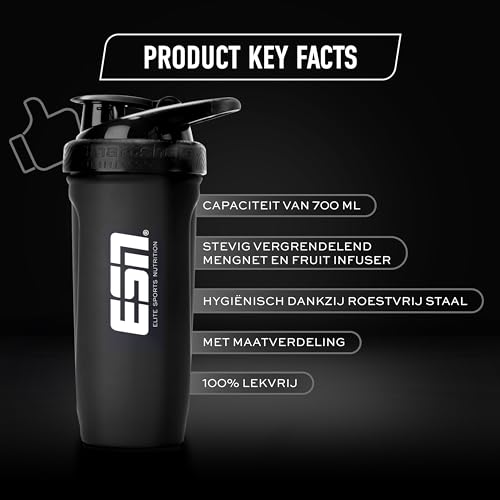 ESN Premium Roestvrijstalen Shakebeker, 700 ml - Ideaal voor Proteïne- en Eiwitshakes - RVS - Afbeelding 4