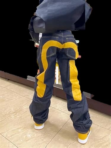 Women's Gothic Jeans Retro Street Punk Four Seasons Style Printed Wide Leg Jeans2