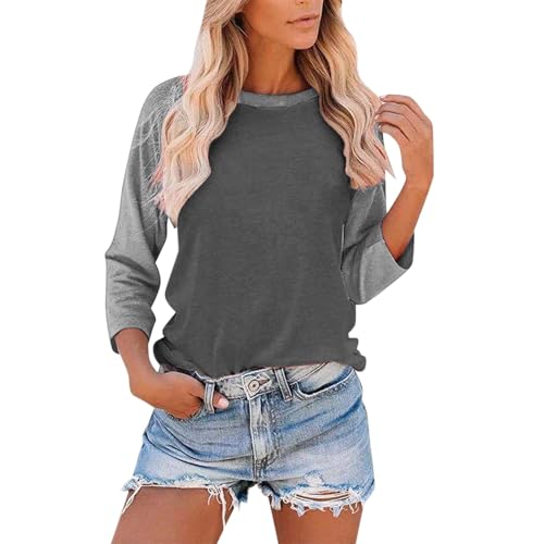 Generisch Damen Langarmshirt im Baseball-Stil - Zweifarbiges 3/4-Arm-Shirt mit Raglanärmeln | Lässiges Basic-Oberteil für den Alltag