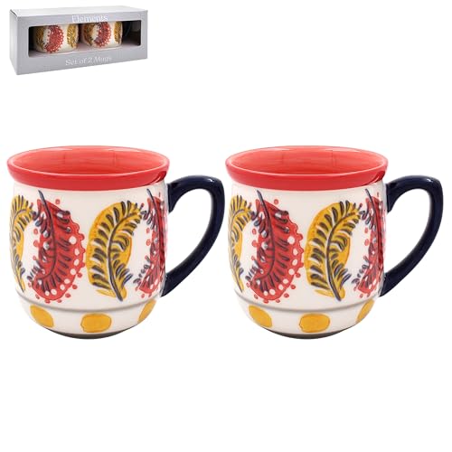 LESSER & PAVEY Flower Mugs Set of 2 Embossed Elements Tea and Coffee Mugs for Hot Drinks, Mugs Set 2 Embossed, Large - Image 3