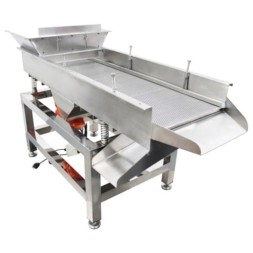 WYDDDARY Stainless Steel Linear Vibrating Screen Dual Motor Linear Sifter Machine (5mm Round Hole Mesh) 110V TB612