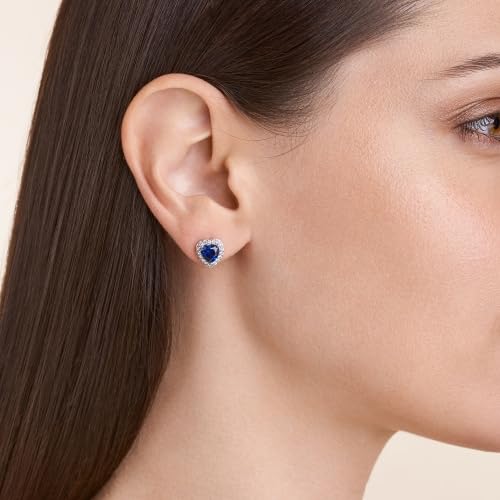 Amazon Essentials Sterling Silver Created White Sapphire Halo Heart Stud Earrings, (previously Amazon Collection)3