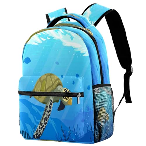 Sac à dos d'école solide motif tortues pour fille et garçon