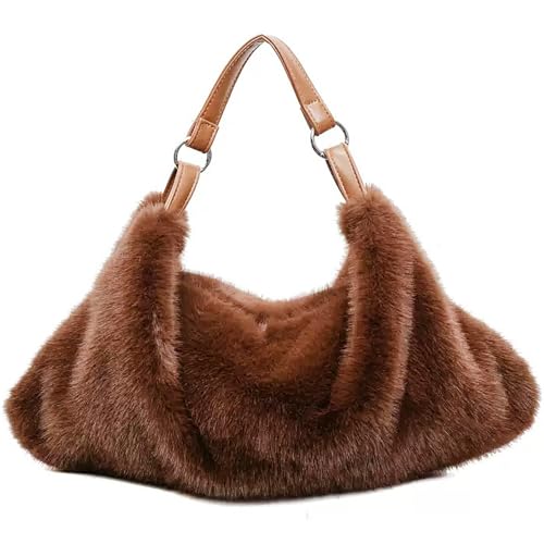 Cartera de piel sintética para mujer, bolso tipo tote mullido y acolchado, para invierno, con asa de hombro y bandolera miniatura 1