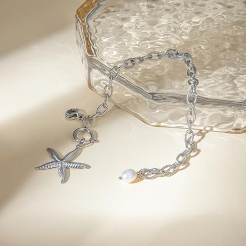 MUYAN Starfish Seashell Chain Bracelet for Women Trendy Beach Charm Bracelet Summer Jewelry3