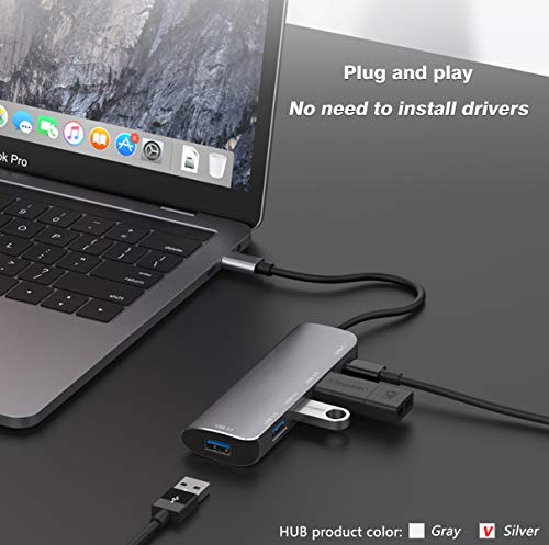 Image of K1-HUB Type-C to USB 3.0 HUB, Supports OTG Protocol, has PD Function, 5 in 1 expands 4 USB3.0 Ports, 1 TPYE-C. It is Suitable for Tablets, Mobile Phones and notebooks with TPYE-C Ports.