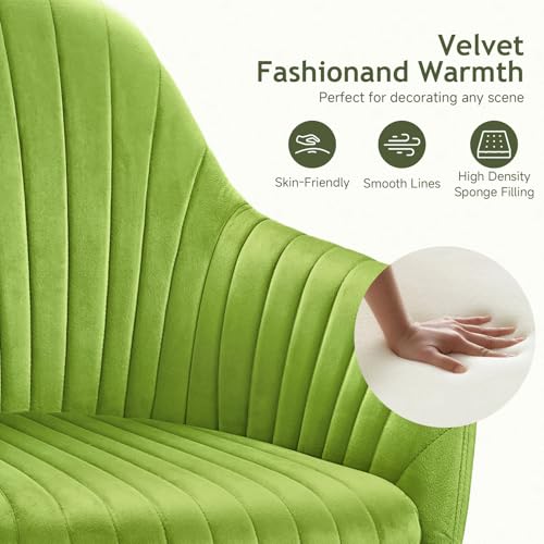 Image of Warmiehomy Velvet Desk Chair for Home Office, Modern Swivel Task Chair, Women Vanity Chairs with Arm Rest for Bedroom Dressing Room, Velvet Moss Green