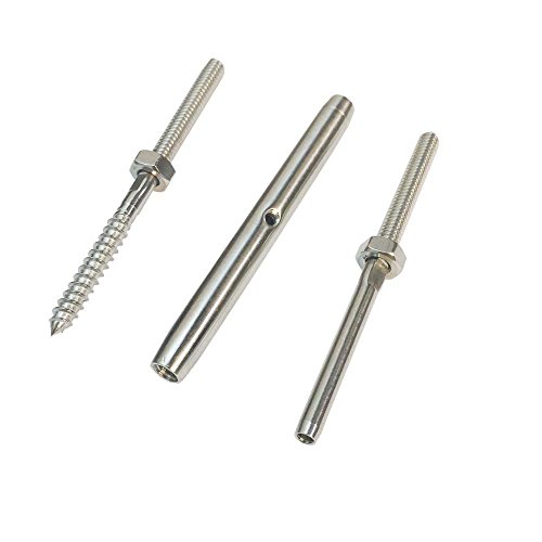 Tensores de acero inoxidable 316 para cable con tornillo espiga para cable de 1/8" COMBO miniatura 3