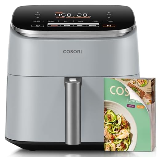 Cosori TurboBlaze 6 Qt Air Fryer, Ceramic Coating, 9-in-1, Light Gray