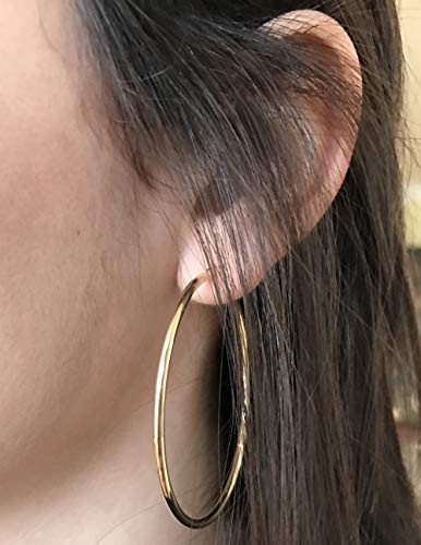 Image of 14K Gold Classic Real Hoop Earrings, (2mm Tube)