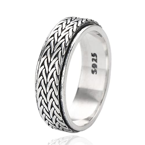 Bague noeud celtique argent S925 anti-déformation, anneau tressé vintage durable
