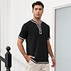 Focixfor Men's Henley T Shirt Short Sleeve Soft Casual Button Summer Shirts Tops Black 3XL #3