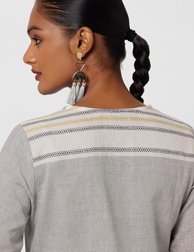 Image of Rangriti Grey Poly Cotton Straight Kurta for Women