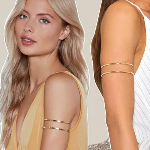 9Pcs Arm Cuff Bracelets for Women Boho Minimalist Simple Swirl Upper Arm Bands Armband Armlet Bangle Bracelet Open Gold Arm Cuffs Set4