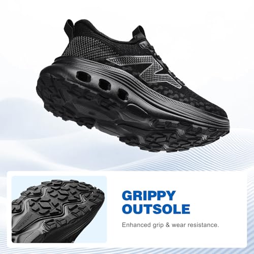 Image of Womens Wide Slip On Walking Shoes with Cushioned Arch Support Comfort Orthopedic Running Sneakers for All Day Standing