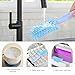 Portable Baby Bottle Brush Set - 7 in 1 Baby Bottle Cleaner Kit, Baby Travel Essential Bottle Washing Kit with Silicone Bottle Brush, Nipple Brush, Straw Brush, Drying Rack for Home and Travel（Blue）