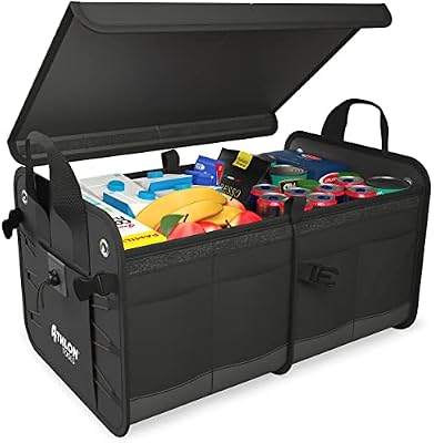 ATHLON TOOLS Bolsa de maletero prémium con tapa, XXL de 60 litros organizador de maletero, base extraestable e impermeable con cierre de tiras antideslizante