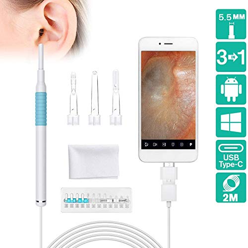Otoskop,Ohrkamera-Bereich Ohrenschmalz-Entfernungskit 720P HD Otoskop mit 6 LED Ohrenschmalz-Reinigungswerkzeug Wasserdichtes bewertetes IP67,