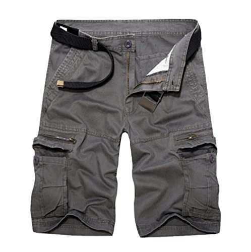 Short cargo militaire en coton gris foncé avec poches multiples pour homme FULBHPRINT