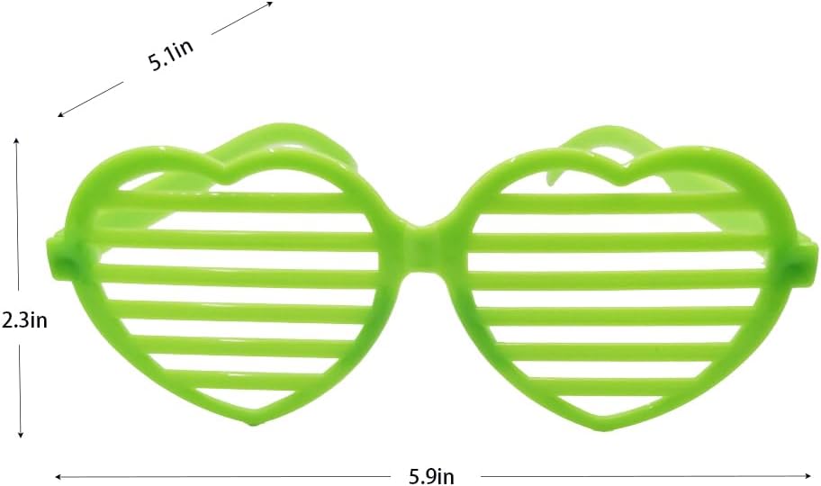 VIGUEUR Heart Shape Plastic Shutter Glasses Shades Sunglasses, 4PCS Neon Glasses (Purple,Green,Red,Blue) - Image 2