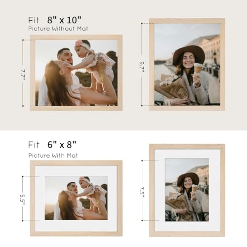 8"x10" Oak Wood Picture Frame - 8x10 Photo Frame, 8x10 Picture Frame Wood, Natural Solid Wooden Picture Frames for Wall Art Photo and Prints(1 Pack, Beige)