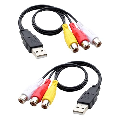 JSGHGDF Plugs Play USB-auf-3RCA-Adapterkabel, 25 cm Länge, für Fernseher, Computer, Spielekonsolen für AV-Verbindungen, USB-Composite-Video-Soundkabel