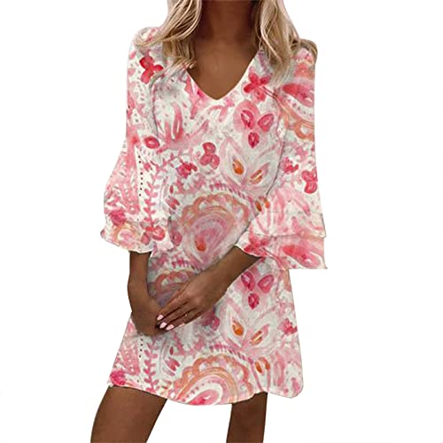Robe grande taille légère anti-transpira​tion à col en V et volants pour masquer les rondeurs