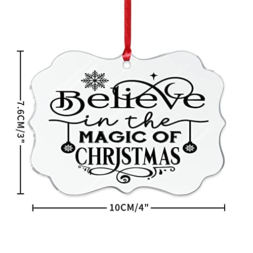 Believe In The Magic Of Christmas Hanging Ornaments Rectangle Christmas Tree Ornament Keepsake Acrylic Christmas Bauble For Indoor Home Decor #TOP2