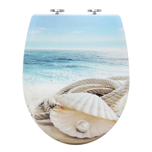 Tapa Wc Tapa de inodoro ovalada Duroplast, asiento cierre suave antibacteriano con función liberación rápida for piezas baño(Color08)