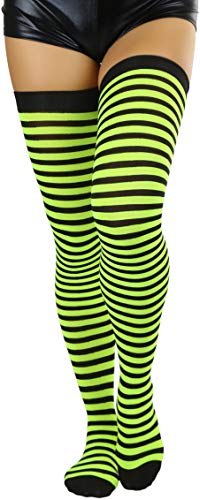 Image of ToBeInStyle Women's Opaque Hosiery Thin Striped Thigh High Long Stocking