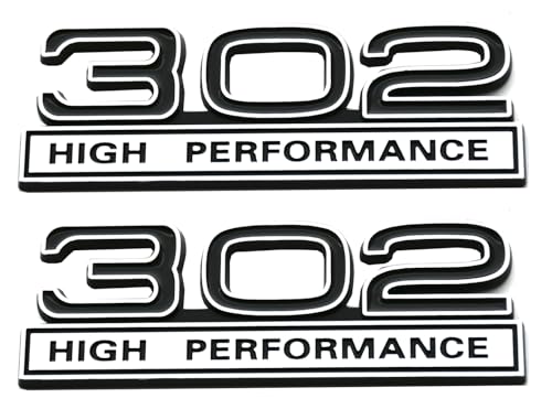 Image of 2pcs 302 Engine 5.0 Liter High Performance Emblms Badge 3D Decals Stickers Cars Trucks (Chrome Black)