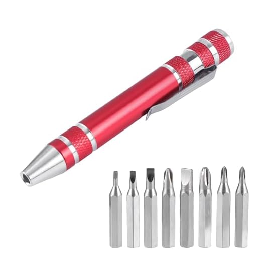 8 in 1 Pen Screwdriver, Mini Pocket Screwdriver Set Portable Multi Repairing Installing Tool (Red)