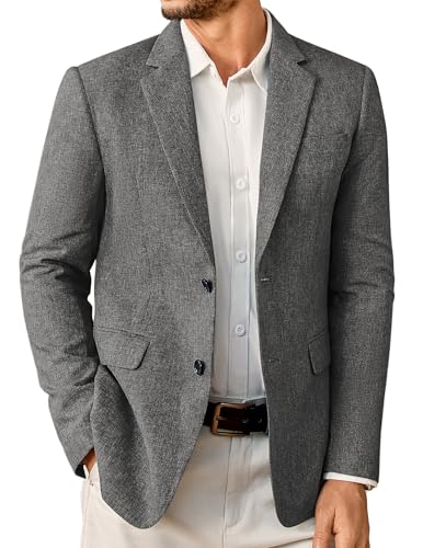 Vssjavun Sports Coats for Men Regular Fit 2 Button Casual Suit Jacket Lightweight Blazers Darkgrey XL