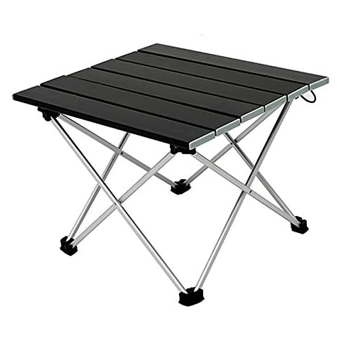 bottlewise Portable Folding Aluminum Camping Table Lightweight Outdoor Picnic Table with Storage Bag with Carrying Bag for Dining, Cutting, Cooking, Beach, Hiking, Fishing, BBQ (Black) Cover