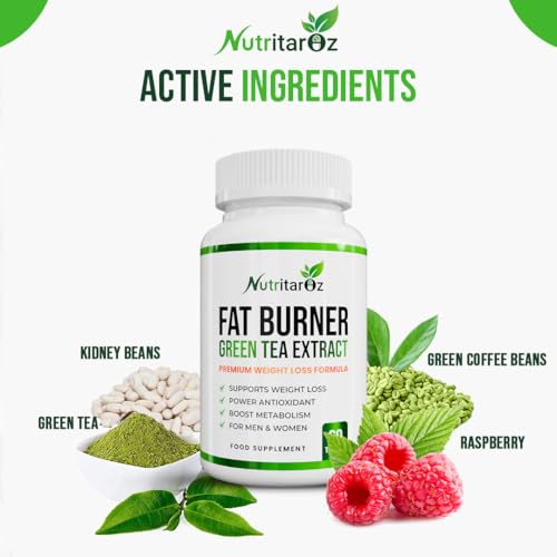 Fat Burner - Weight Loss Pills for Men & Women, Slimming Supplement with Green Tea Extract to Improve Metabolism & Energy, Appetite Suppressant, Diet Supplement - 60 Vegetarian Tablets - Nutritaroz - Image 3