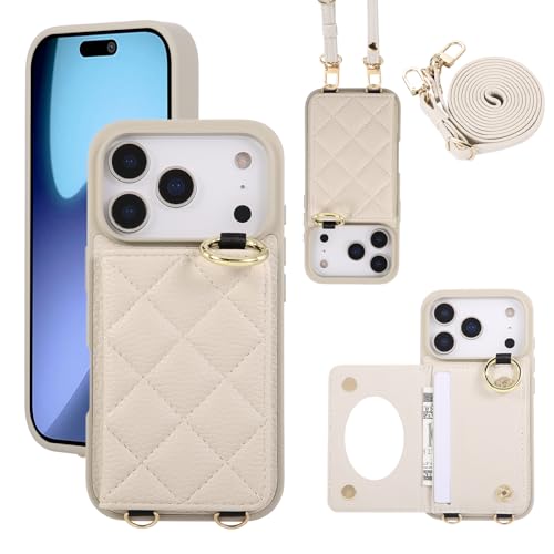 Étui fin iPhone 17 Pro blanc avec anneau antichoc et miroir de dos intégré